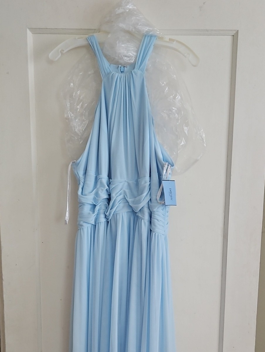 Halter Style Sky Blue Bridesmaid's Dress